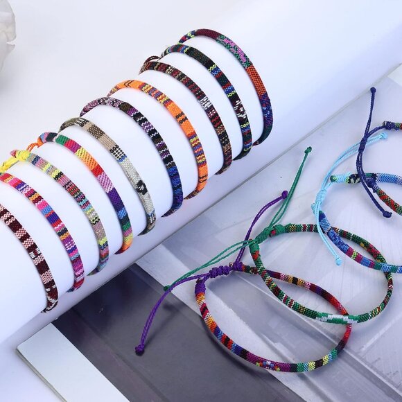 24 Pcs Boho Surfer Bracelet Anklet Adjustable Beaded Anklets Handmade Braided Br - Picture 7 of 7